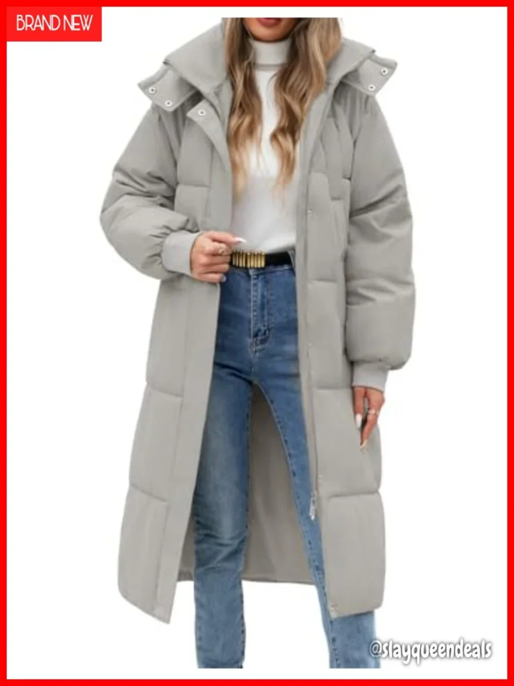 Women's Long Puffer Coat Warm Winter Quilted Jacket Full Zip Down Parka with